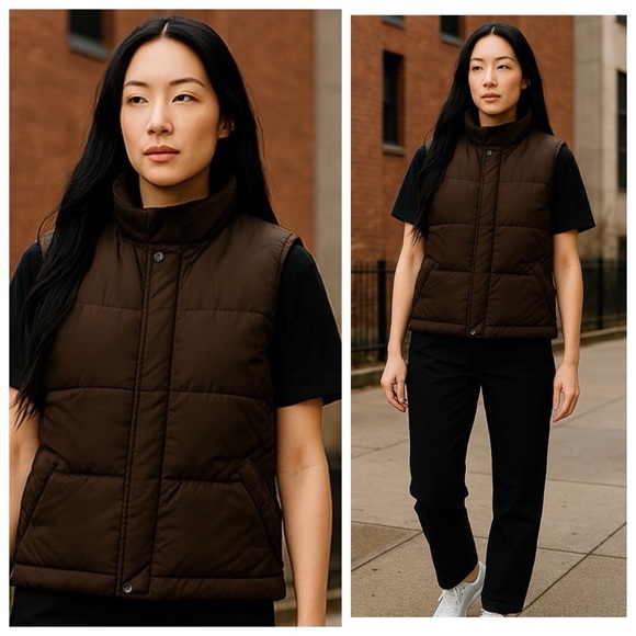 JCREW Chocolate Brown Puffer Vest, size XS - Picture 1 of 13